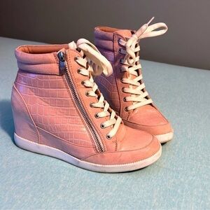 Pink Wedge Sneakers